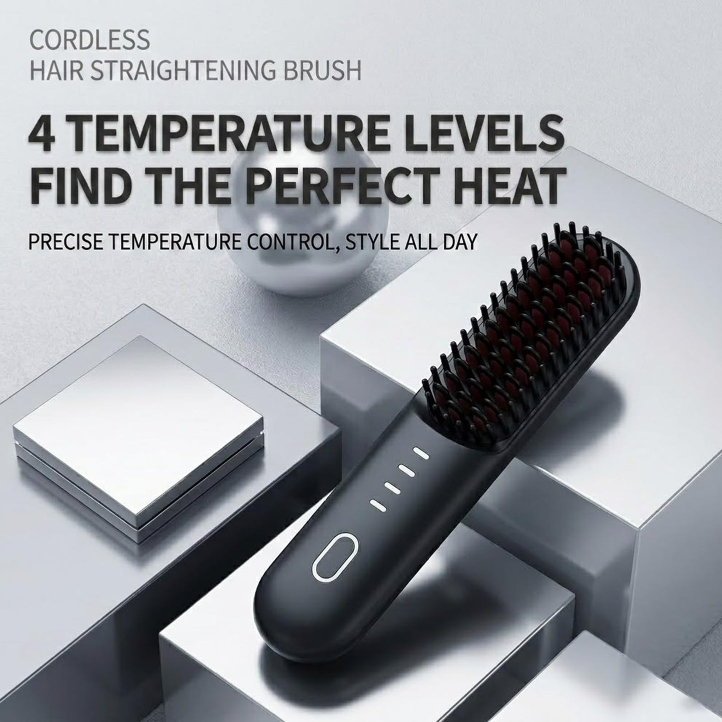 Flown Go Brush Pro for Short Hair, 2026 Upgraded Cordless Nucelia Hair Straightening Brush, 4 Temp Settings with 300m Ceramic Carenegative Ions for Frizz-Free, Portable Travel Styling Tool