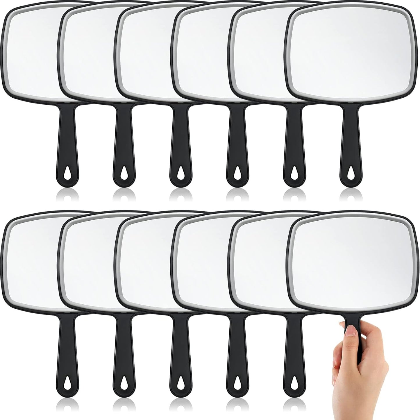 12 Pcs Handheld Makeup Mirrors - Portable Beauty Mirrors for Home, Salon & Travel | 6.69 x 9.45 Inch (Rose Red)