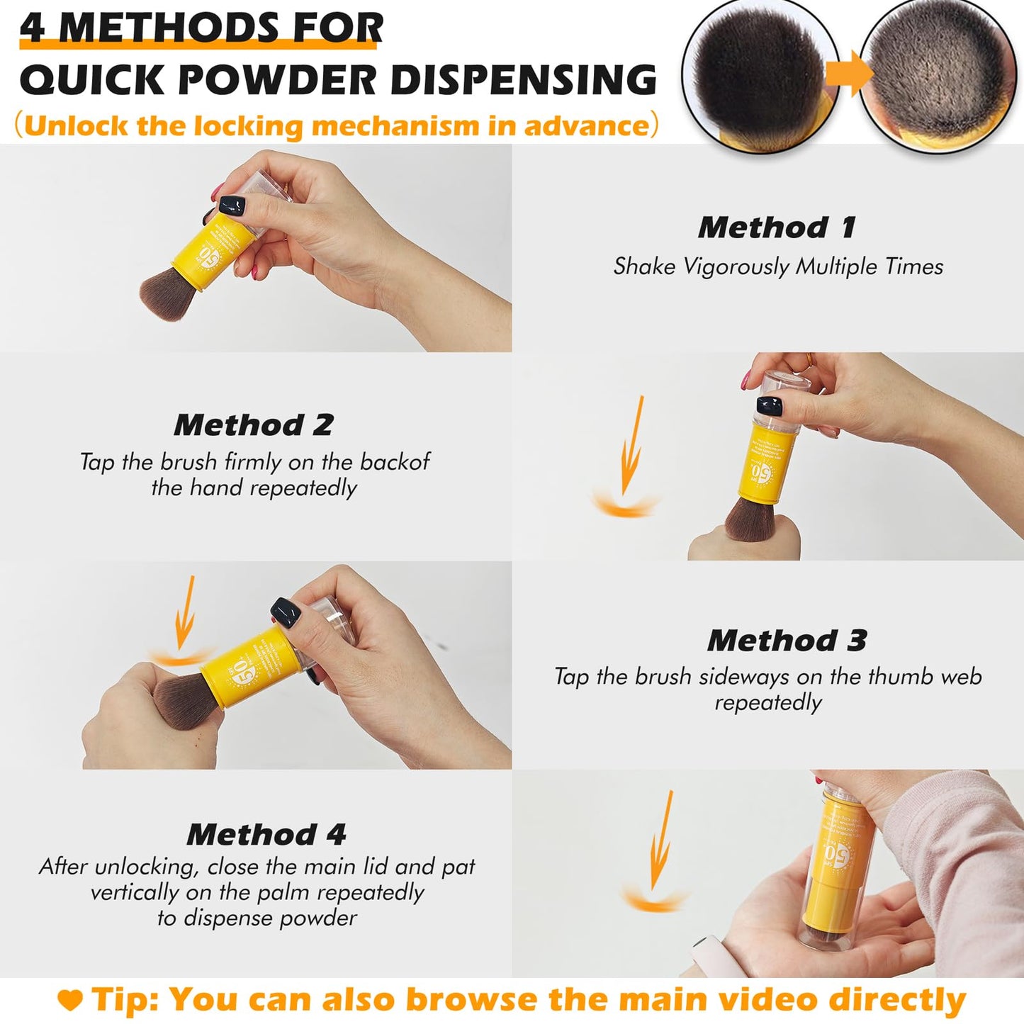 2PCS Mineral Powder Sunscreen Setting Makeup, SPF 50, Brush On Sunscreen Powder for Face & Scalp & Hair, Oil Control Matte Finishing Loose Makeup, Long Lasting Lightweight Breathable(01#+02#)