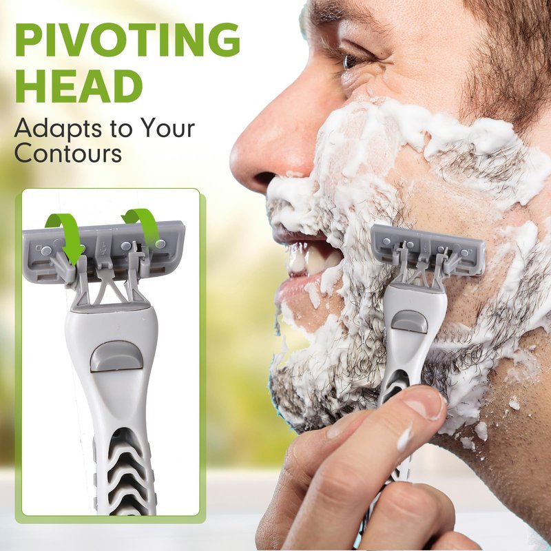Lanties 22 Pcs Disposable Men's Razors Bulk 6-blade Disposable Razors for Men Sensitive Skin Razor Individually Packaged Disposable Head Razor for Hotel Travel Spa Daily 2 Handles and 20 Cartridges