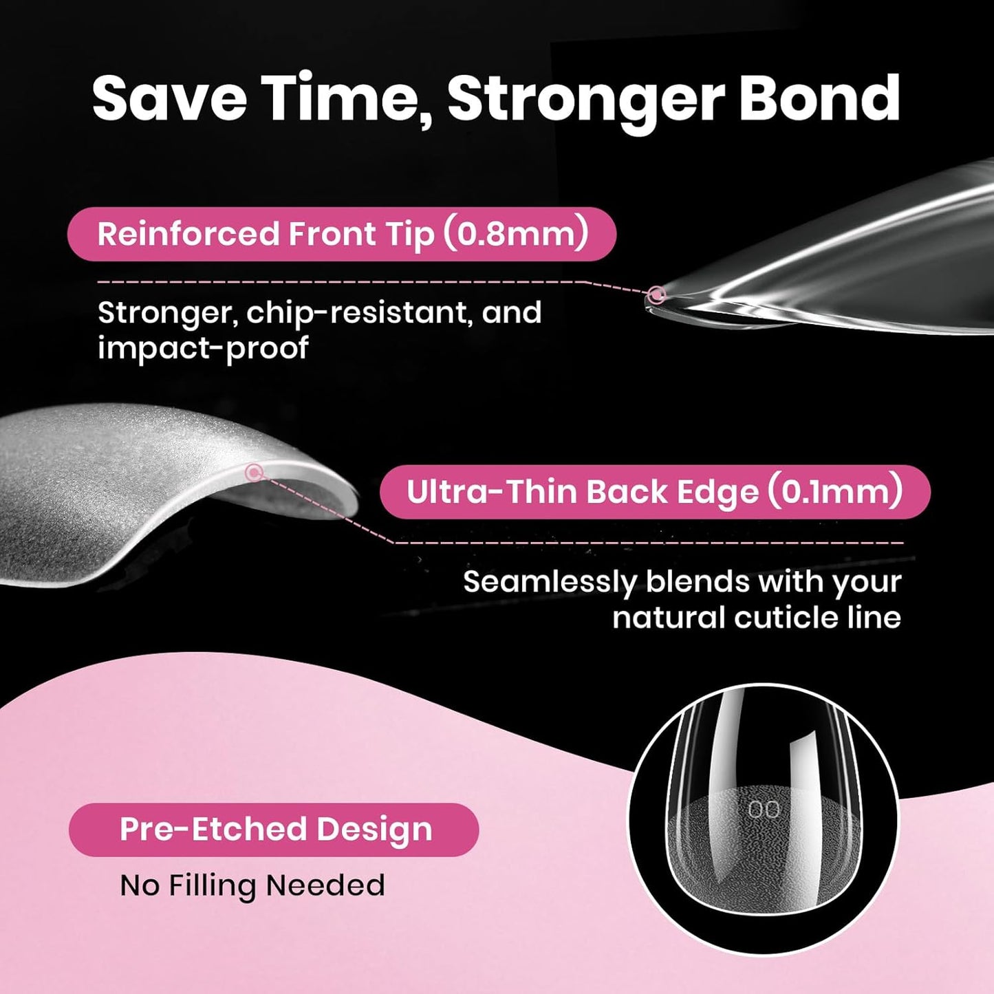 Beetles Medium Almond Nail Tips - 320 Pcs Pre-Etched Half-Matte Full Cover | Easy DIY Nail Extensions for Women