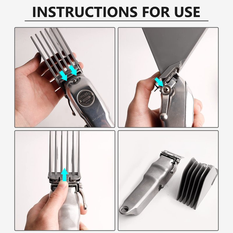 AFANSO Mega Hair Clipper Guards, 8pcs Gray, Fits Most Wahl Full Size Hair Clippers (3 Inch 8pcs)