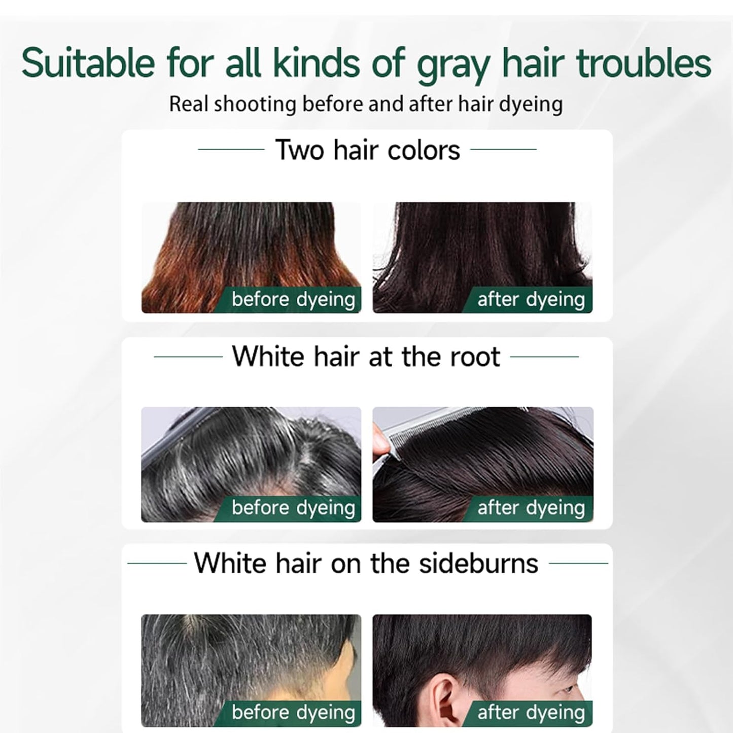 Unisex Hair Dye Cream - Natural Plant Extracts for Targeted Gray Coverage | 2-in-1 Dark Brown Haircare