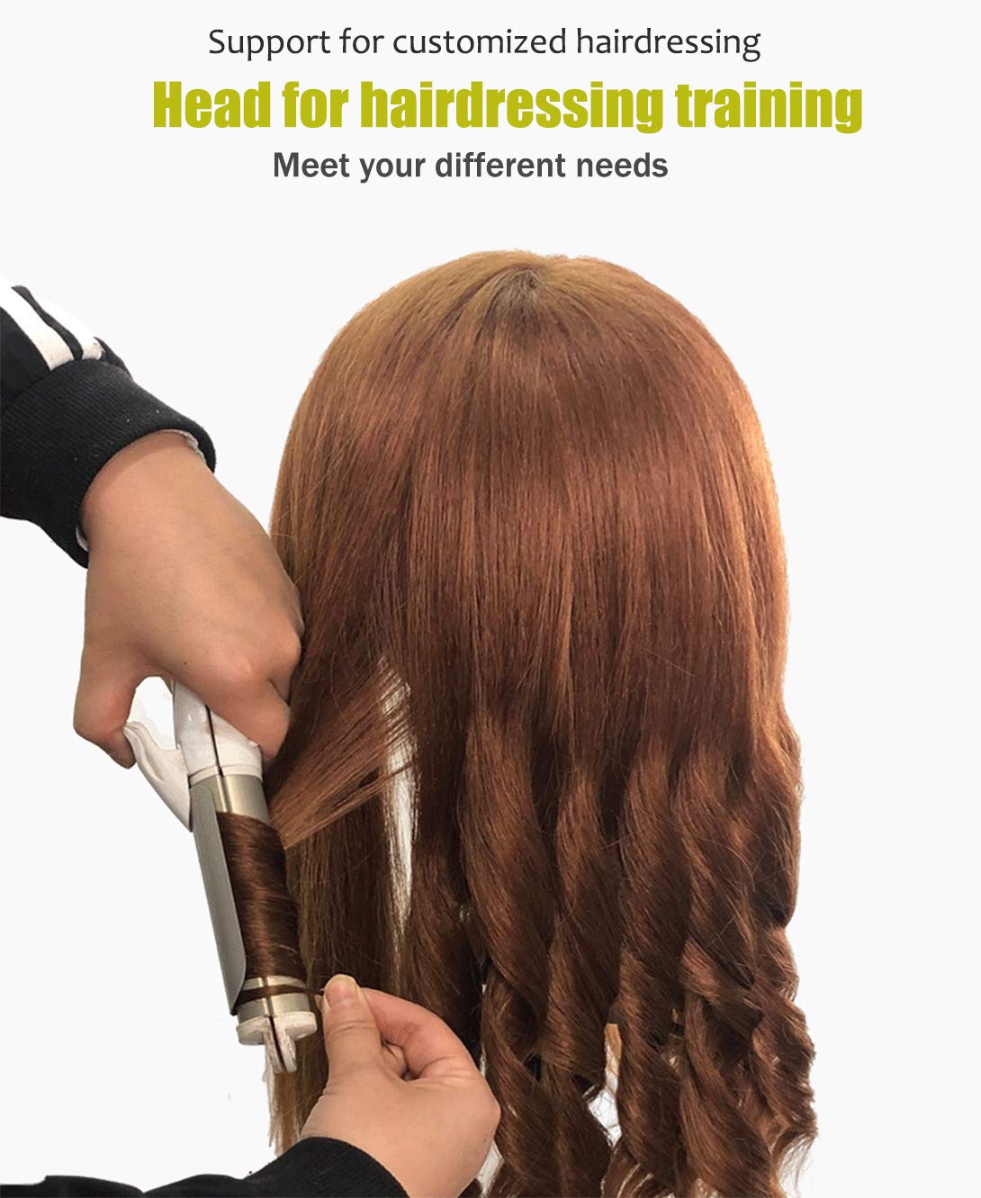 Mannequin Head with 100% Human Hair, SZCY LLC 18" Dark Brown Real Hair Cosmetology Mannequin Head Hair Styling Hairdressing Practice Training Doll Heads with Clamp Holder