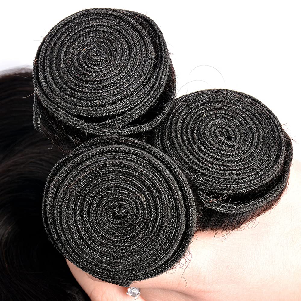 28 30 32 Inch GveoXvo Straight Human Hair Bundles Natural Color Bundle Human Hair Mixed Length 3 Bundles