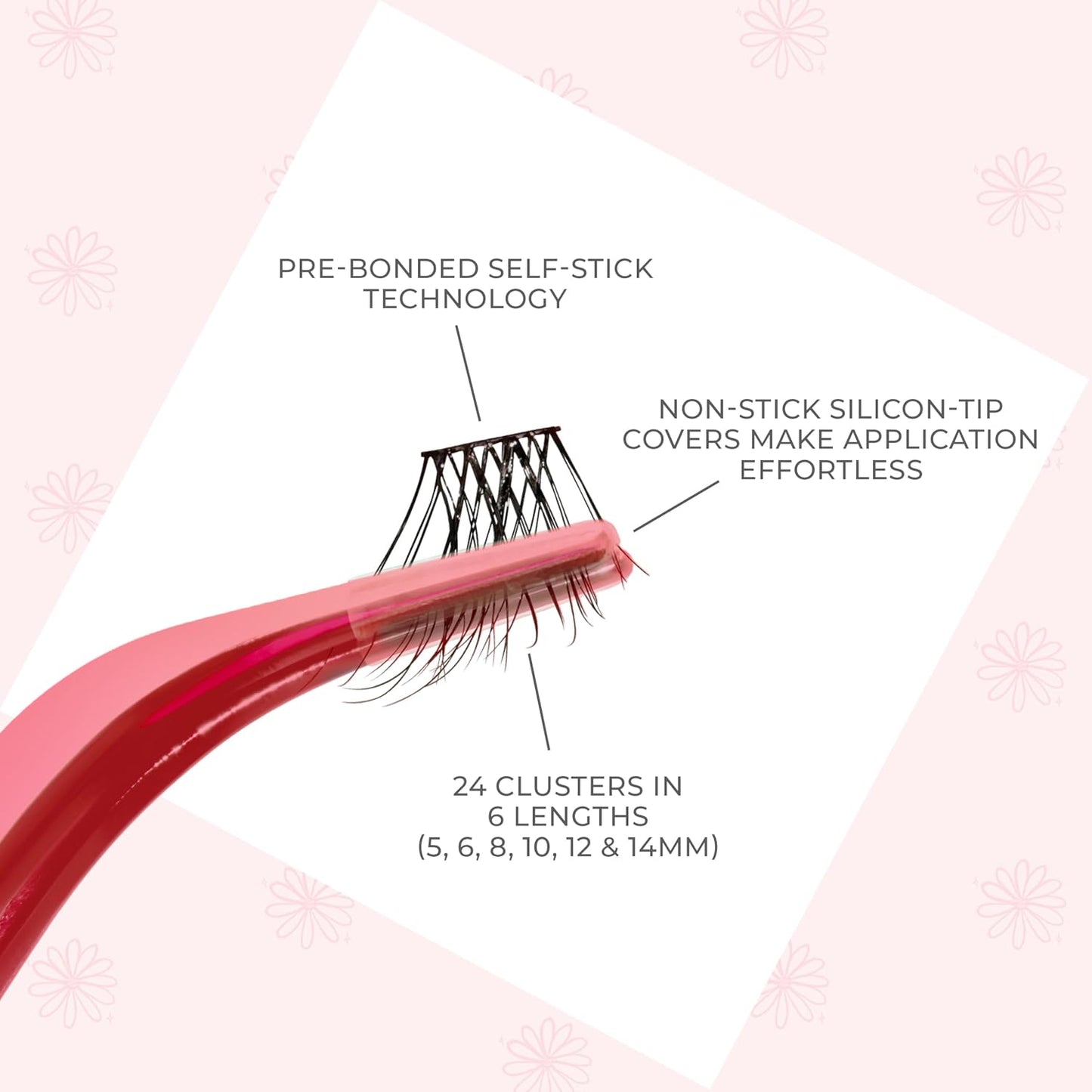 imPRESS Long Lasting Self Adhesive Eyelashes - Demi Wispy, 24 Light Volume Lash Clusters, 5mm-14mm | Reusable Case & Non-Stick Applicator