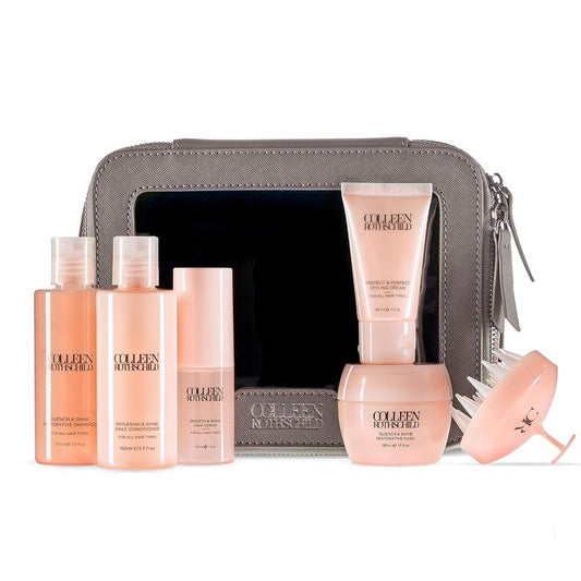 Colleen Rothschild Quench & Shine Travel Essentials Set - 7-Piece Hair Care Kit for On-the-Go Use