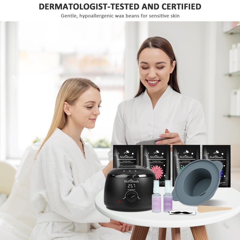 Waxing Kit -Digital Wax Warmer Machine for Hair Removal with 4 Packs of Hard Wax Beads & Silicone Pot for Full Body, Legs, Face, Eyebrows, Bikini, Brazilian at Home Waxing Kit for Women Mothers Day