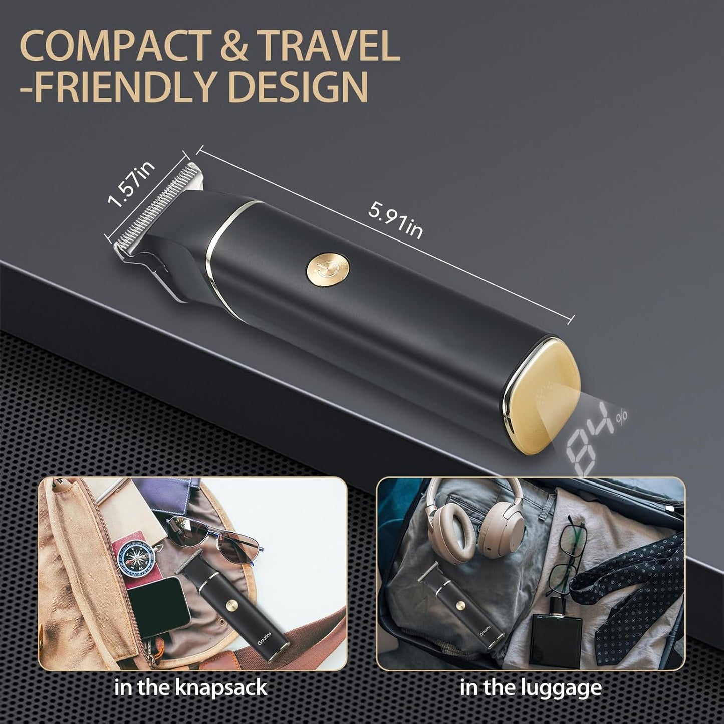 Professional Hair Clippers for Men - Cordless T Blade Trimmer with LCD Display | Zero Gapped Edgers for Mustache & Facial Hair, Black