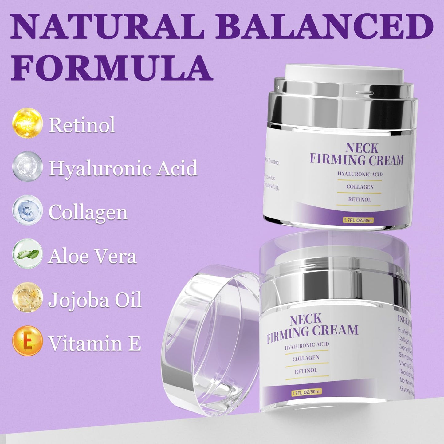 Retinol Serum Cream for Face, Anti Aging Face Moisturizer for Face Tightening and Firming, Day & Night Moisturizing with Collagen, Hyaluronic Acid for Sagging Skin, Wrinkle, 1.7 Fl OZ