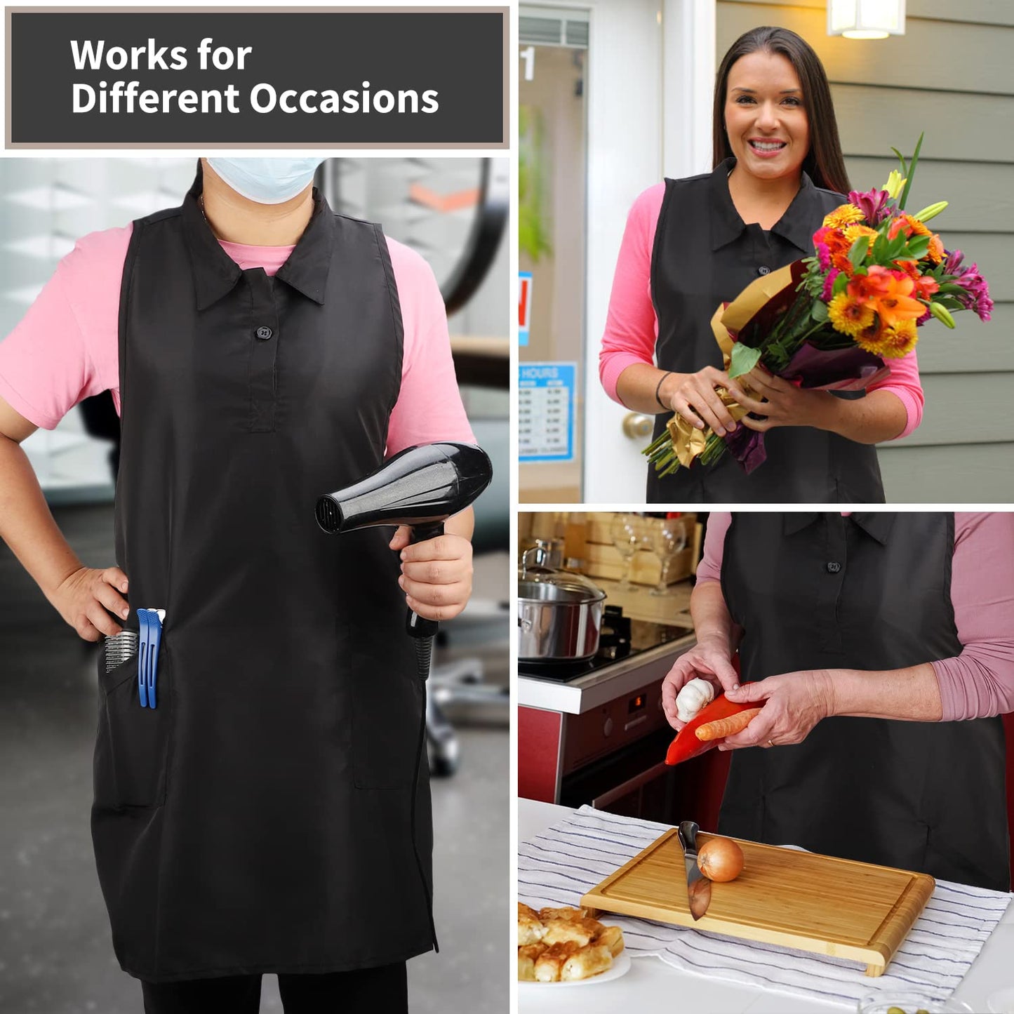 Segbeauty Hair Stylist Vest, Barber Vest Hairdresser Sleeveless Apron with 2 Pocket for Women, Adjustable V-neck Cosmetology Salon Apron Pet Groomer Gown SPA Uniforms Protective Work Clothes Large