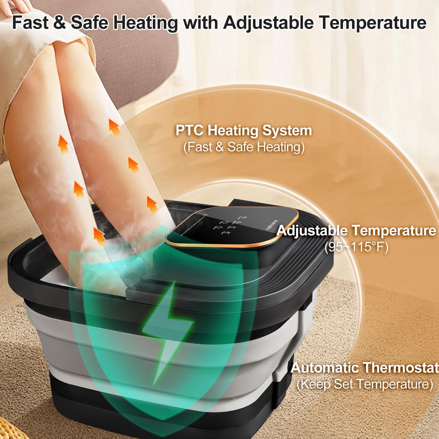 FOFOJÔY Collapsible Foot Spa Bath with Heat and Massage Roller, Bubble, Temperature Control, Remote Control, Foot Pedicure Kit, Pedicure Foot Spa