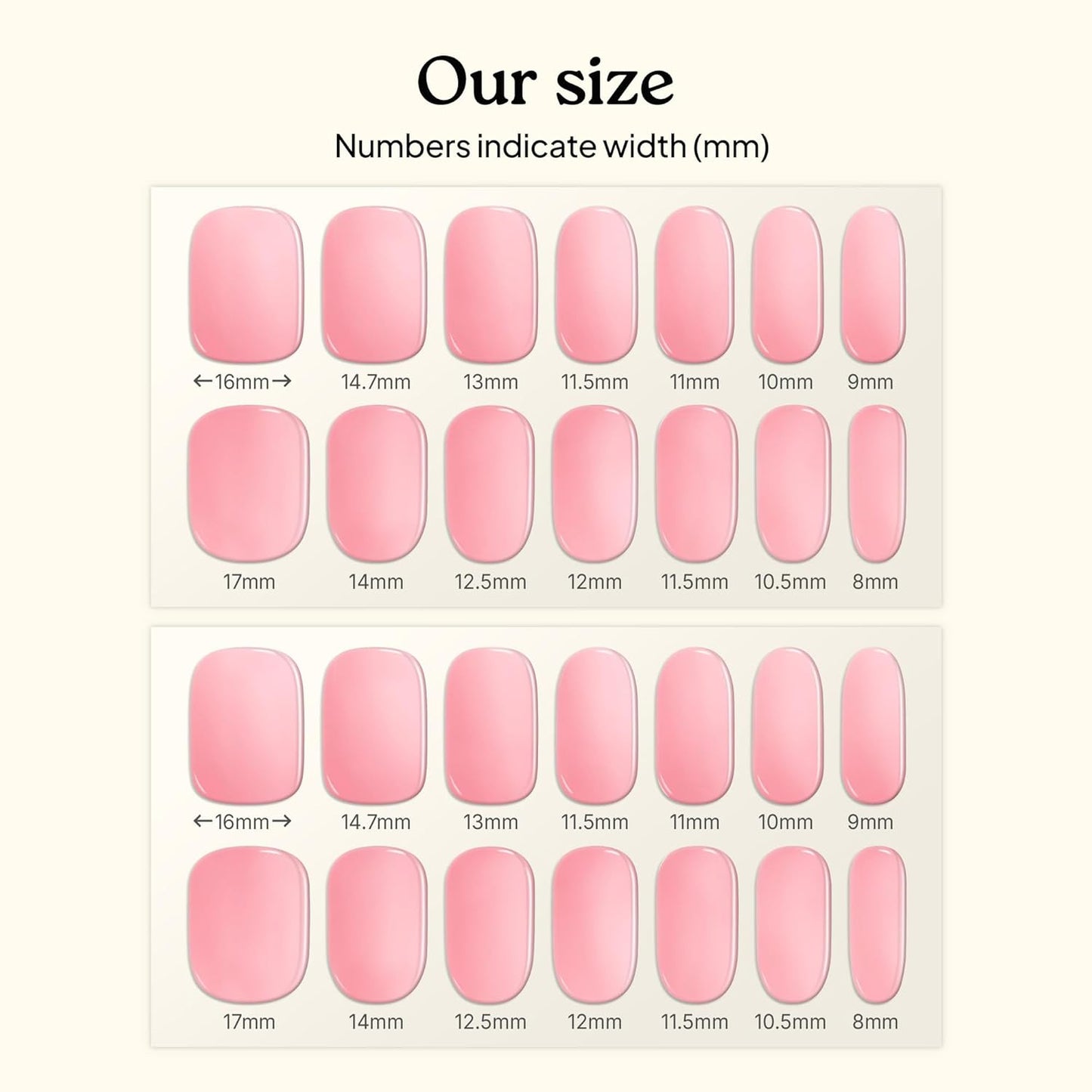 Heyhae Semi Cured Gel Nail Strips - Easy Apply Solid Pink Spring Design | 28 Strips, Prep Pads & Nail File Included