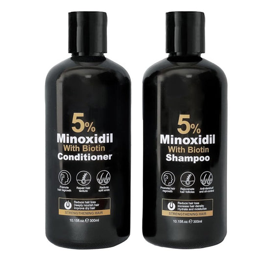 Minoxidil Shampoo & Conditioner Set for Hair Growth - Biotin & Ginseng Formula | 600ml Duo for Thicker, Fuller Hair