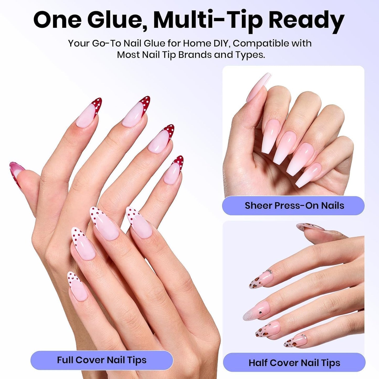 Beetles Gel Nail Tips - 576 Pcs Short Almond Acrylic False Nails | 12 Sizes, Easy DIY Press-On Extensions
