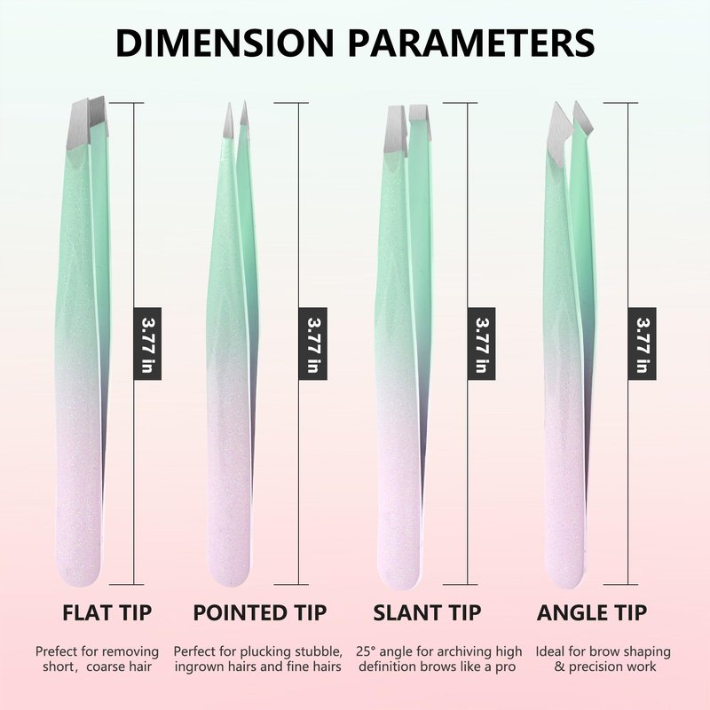 WangSelect Tweezers and 10X Magnifying Mirror Kit with Travel Leather Case, Eyebrow Tweezer Set for Women & Men, Great Precision for Facial Hair, Splinter and Ingrown Hair Removal - Starry Purple