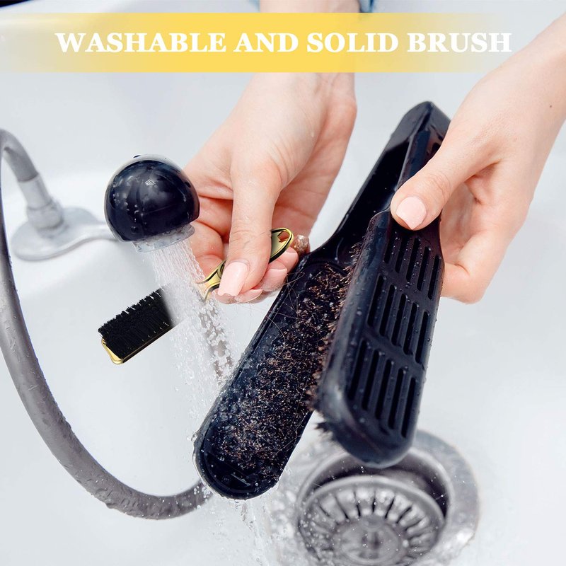 3 Pieces Clipper Blade Cleaning Brush Hair Clipper Cleaning Nylon Brush Nail Brush Trimmer Barber Cleaning Brush Tool (Gold)