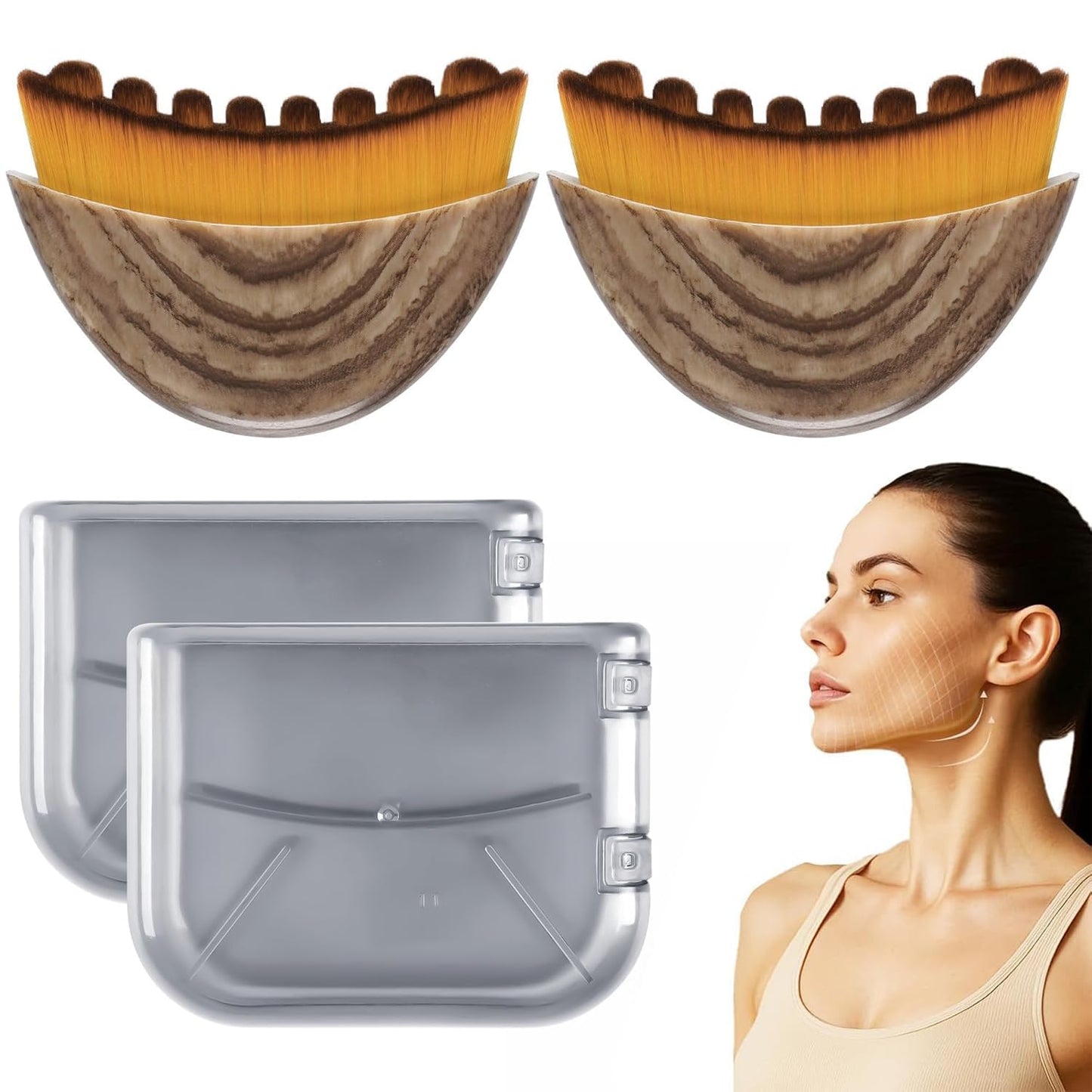 JBSZTH Lymphatic Contour Face Brush 2-Pack Gua Sha Massage Tool Drainage