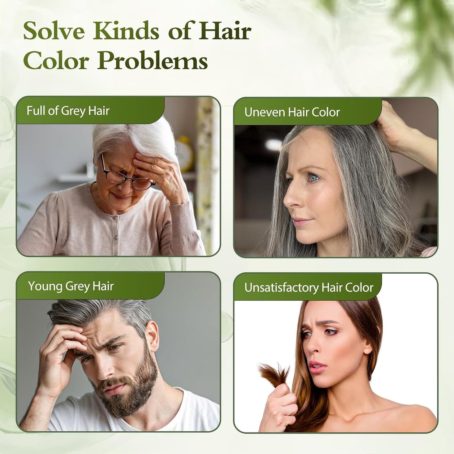 Black Hair Dye Shampoo - 100% Gray Coverage | Natural Herbal Formula for Men & Women
