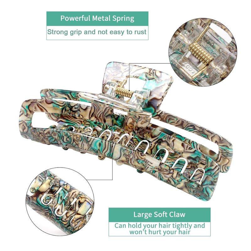 Large Rectangle Non-Slip Hair Clips for Women | Strong Hold Jaw Clamps for Thin to Medium Thick Hair