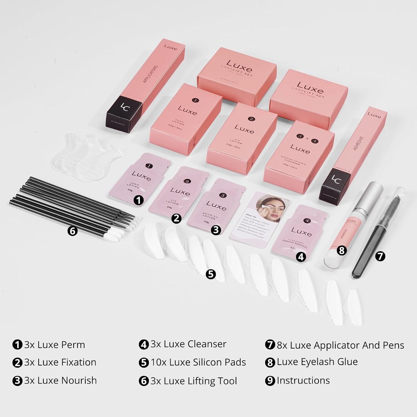 Eyelash Lift Kit - DIY Home Application for Long-Lasting Curled Lashes | 3 Complete Sets + 3 Refills