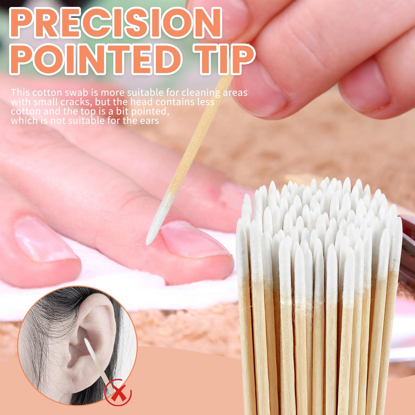 WYKOO 1600PCS Precision Microblading Cotton Swabs, 4 inch Pointed Cotton Swab, Disposable Cotton Sticks for Makeup, Cleaning Nail Polish, Eyebrow, Tattoo Permanent Supplies, Craft