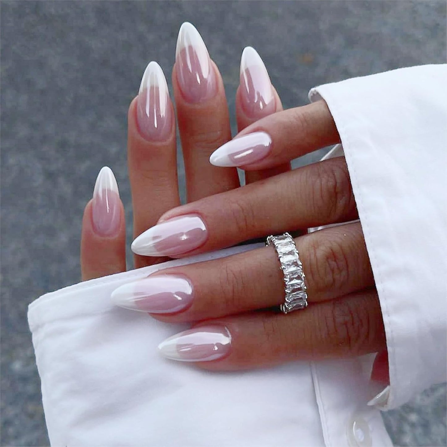 Press On Nails - Orange Almond Shape with Gold Glitter Swirl | 24 Pcs Acrylic Fake Nails for Women