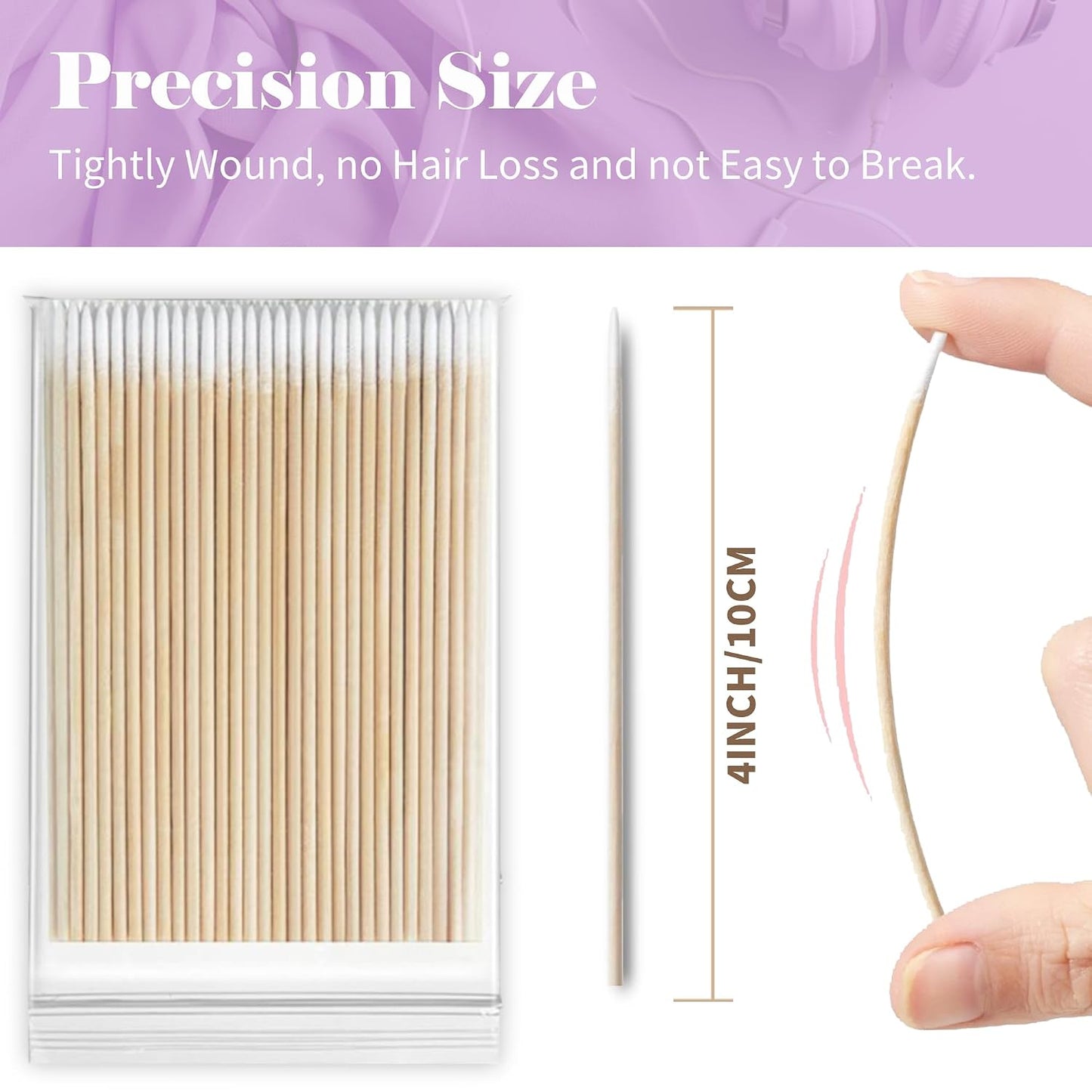 Pointed Cotton Swabs - 200PCS Precision Tip Microblading Buds for Eyebrow, Makeup, Nails | 4 Inch