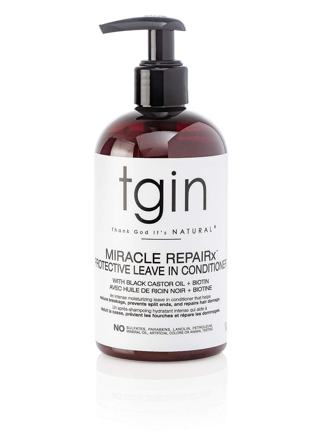 tgin Miracle RepaiRx Leave-In Conditioner - Biotin & Black Castor Oil for Curly, Coily, Wavy Hair | 13 oz