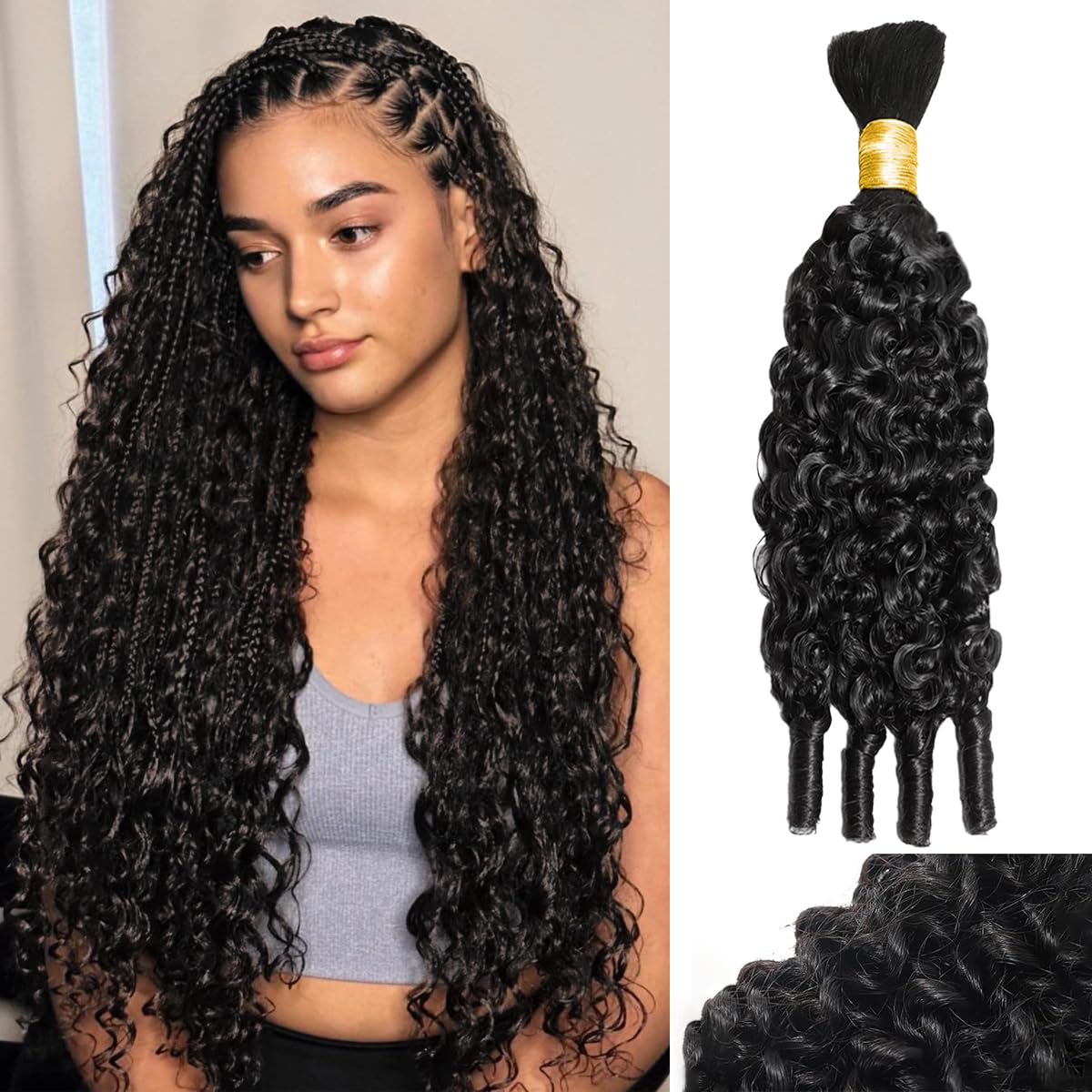 15A Human Braiding Hair - Boho Burmese Curly Spiral Ends | 18 Inch, 60g Bundle for Salon-Quality Styles