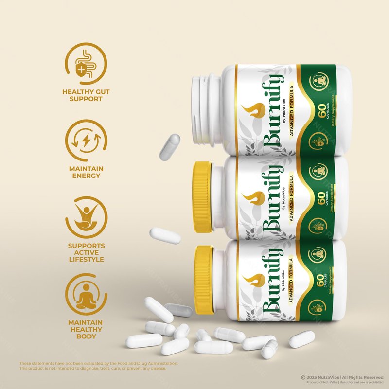 NutraVibe Burnify Capsules – Daily Balance & Energy Support Supplement | Natural Formula for Healthy Body Shape, Digestion & Active Lifestyle | Easy-to-Swallow, Non-Habit Forming (60 Capsules)