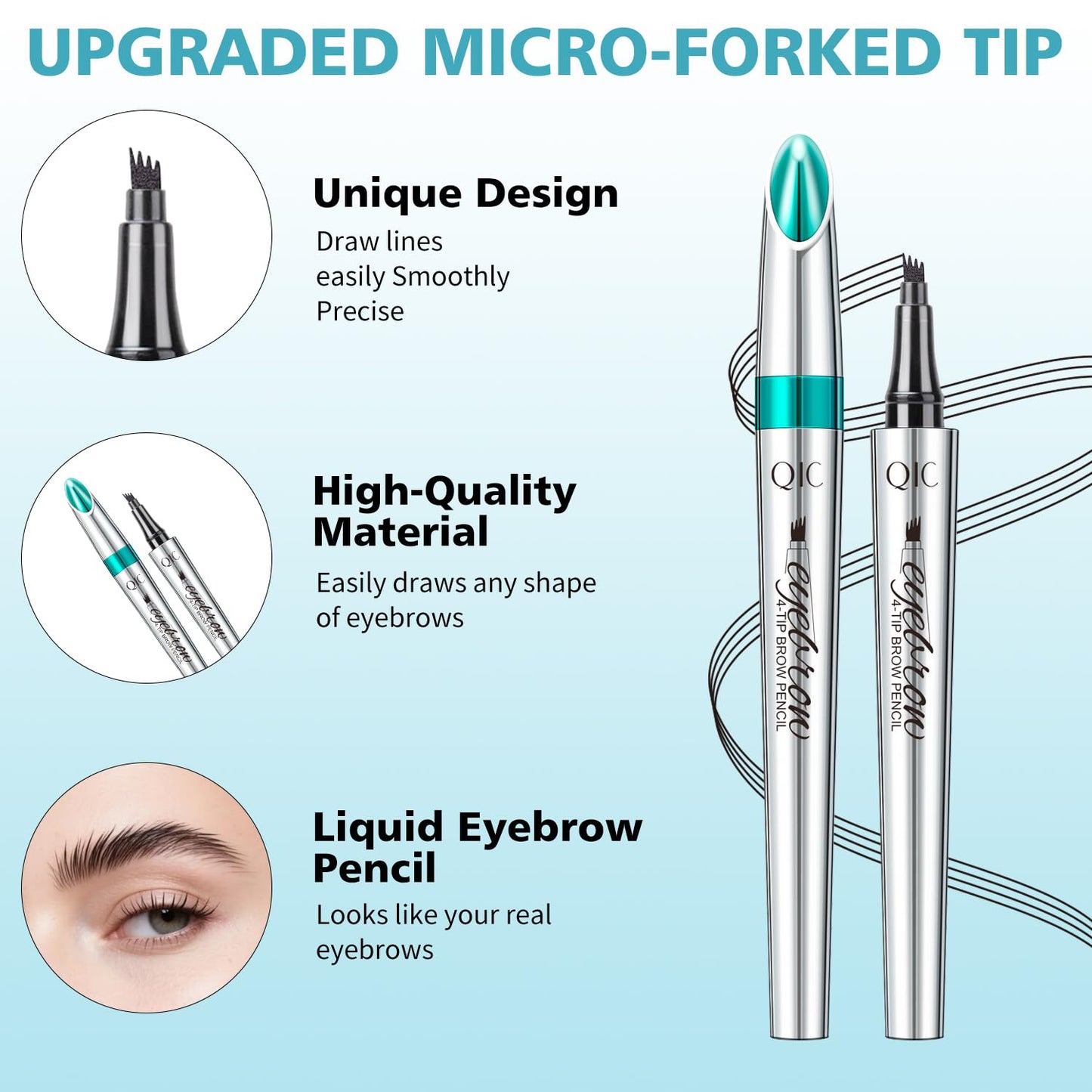 Microblading Eyebrow Pencil - Waterproof Faux Brow Pen for Natural Hair-Like Finish | Light Brown