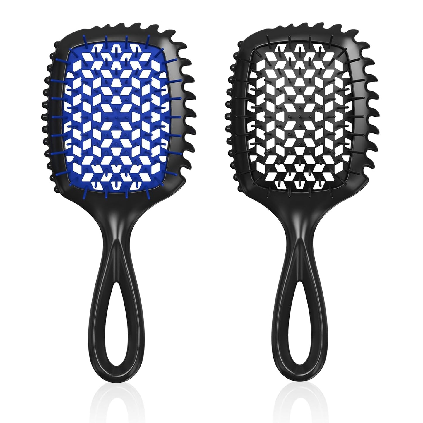 Detangler Brush Set - Pain-Free Vented Hair Brush for Wet/Dry Use - Reduces Knots & Breakage | Black & Blue