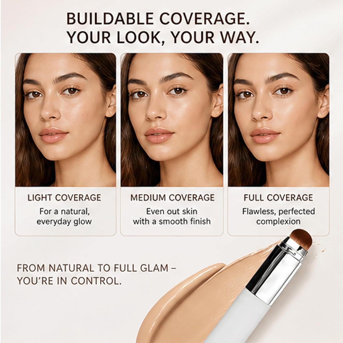 Korean Color Changing Foundation Stick - 2-in-1 Concealer & Foundation Duo | Natural Dewy Finish, Dual-Ended with Brush