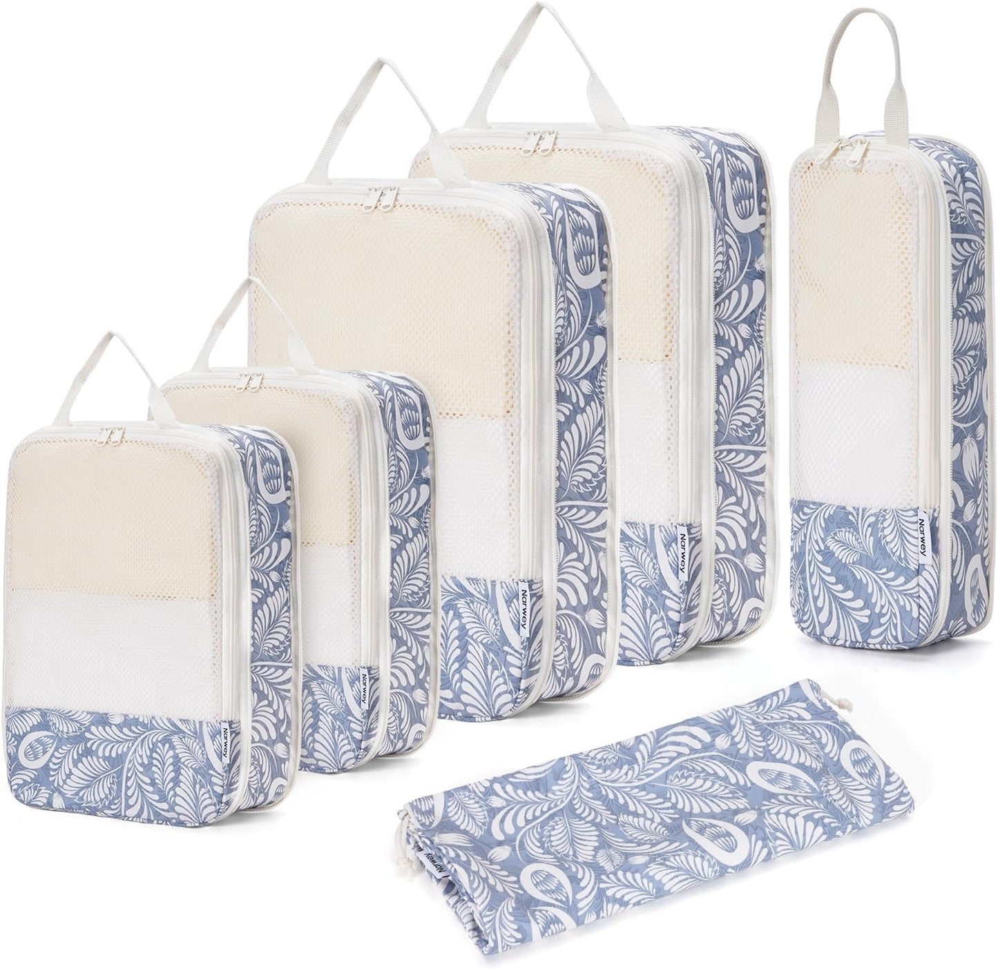 Compression Packing Cubes Set for Travel | Durable Luggage Organizer Bags - 6 Piece Set for Men & Women