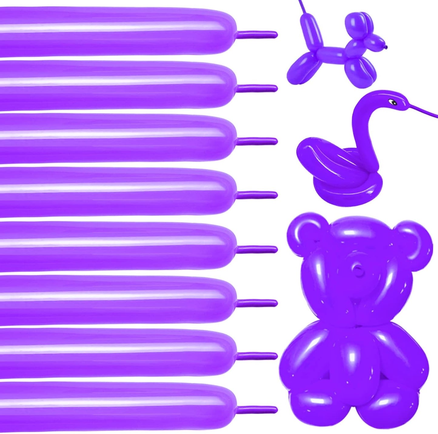 Clear 260 Balloons - Premium Long Skinny Latex Balloons for Animal Creations | 100 Pcs for Kids' Parties