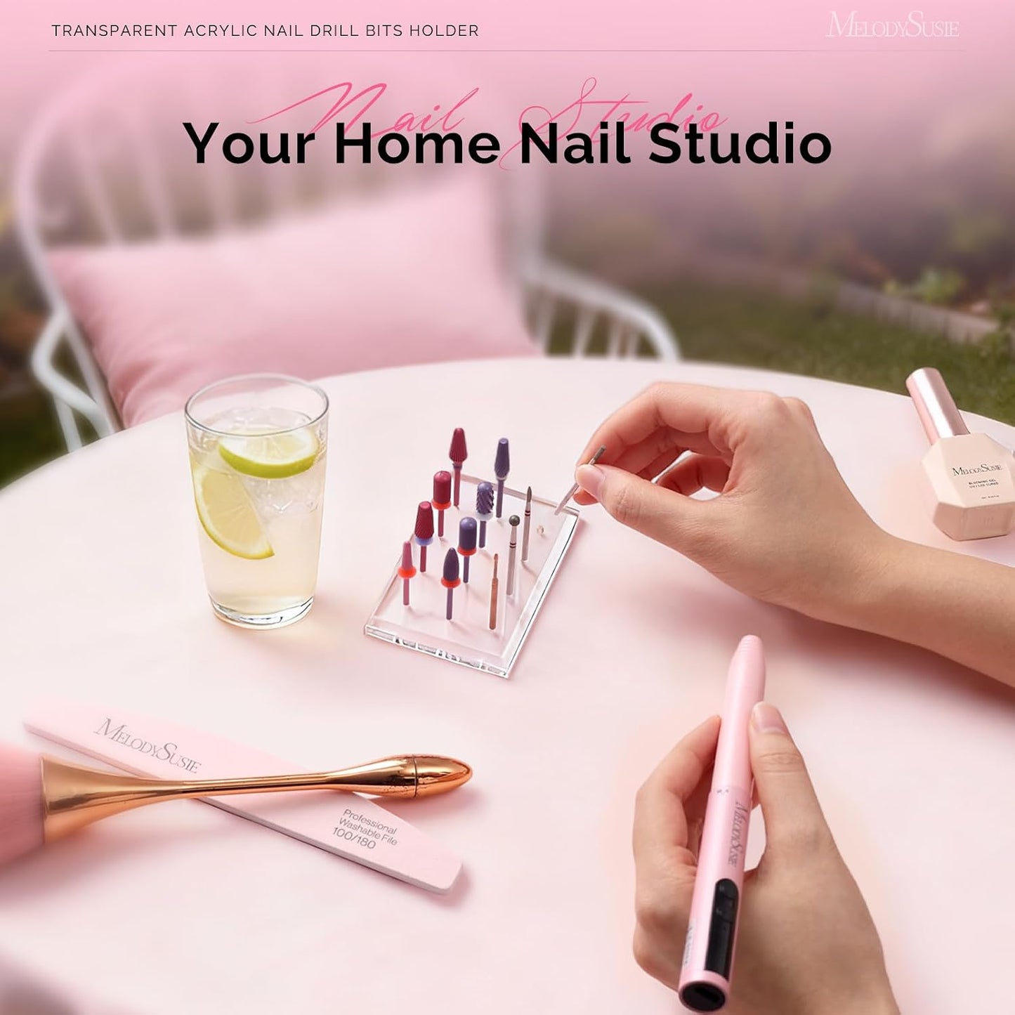 Nail Drill Bits Holder - 12-Hole Acrylic Organizer for Salon & Home | Sturdy Rectangular Design