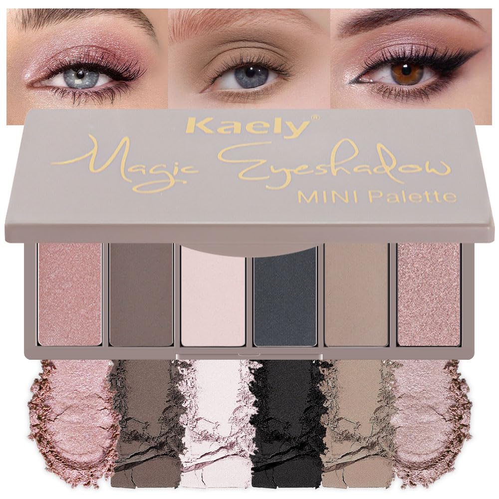 Mini Neutral Eye Shadow Palette - 6 Pigmented Colors for Older Women | Waterproof Matte Shades
