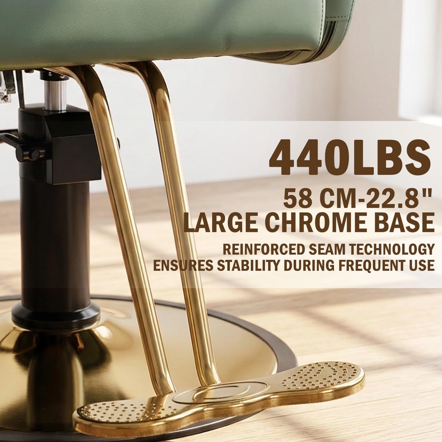 Tythical Salon Chair for Hair Stylist, Barber Salon Chair Reclining Hairdresser Chair with Hydraulic Pump 360 Swivel Styling Braiding Chair for Home Barbershop Tattoo Shampoo Spa, Green Glod