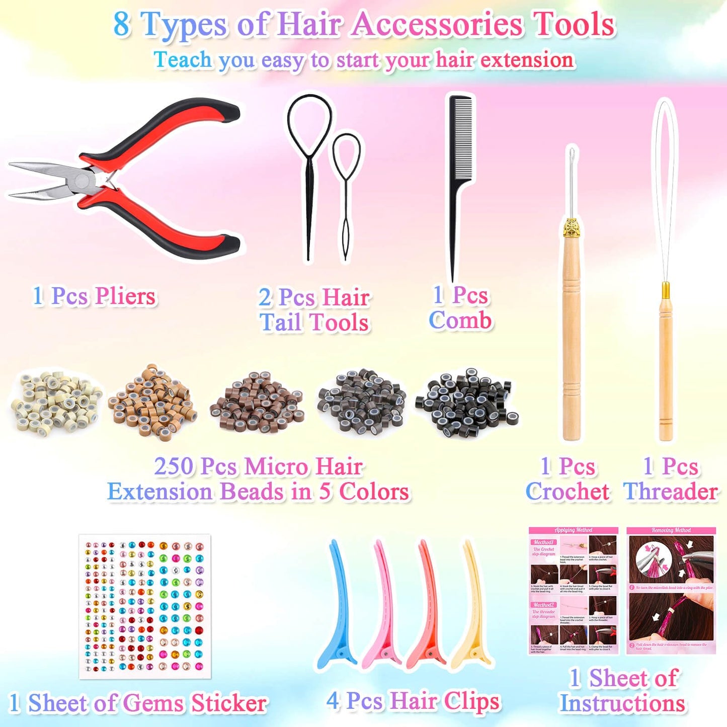 ROADPLUM Hair Tinsel Kit, 16 Colors, 3200 Strands Tinsel & 12 Colors Hair Feathers - Heat Resistant Shiny, Perfect for Cosplay or Party