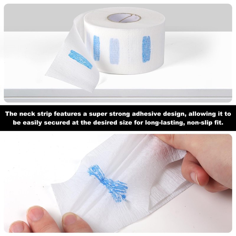 woonfond Disposable Barber Paper Neck Strips, Soft Stretchy Self-Adhesive Neck Strips for Hair Cutting, Barber Shop & Salon Supplies (12)