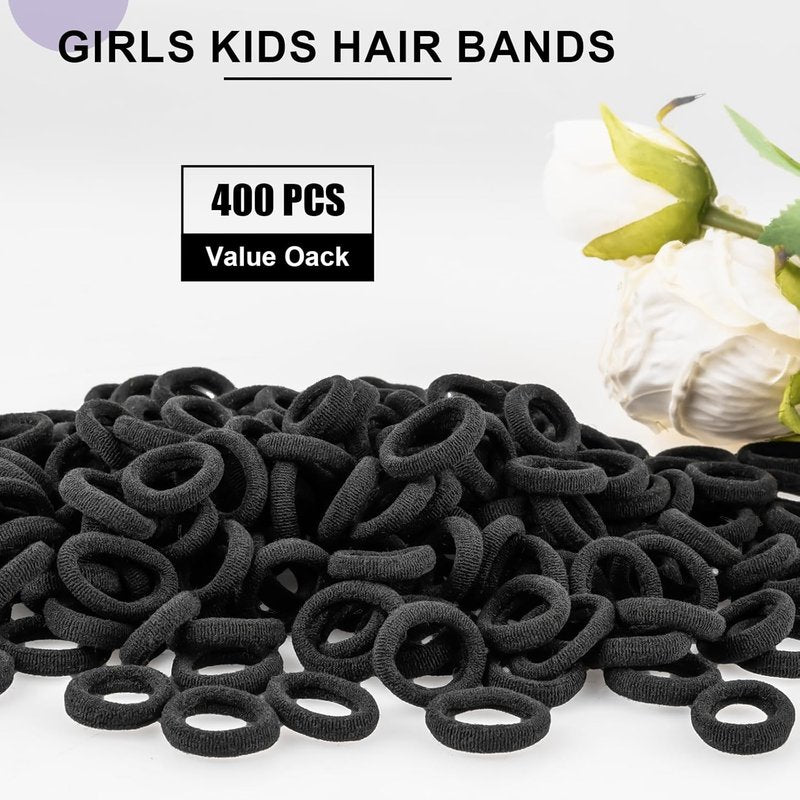 Baby Hair Ties - 400 PCS No Damage Elastic Ponytail Holders | Soft Seamless Multicolor Hair Bands for Toddlers