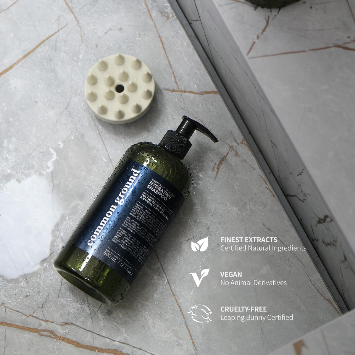 COMMON GROUND Hydrating Natural Shampoo, Paraben and Cruelty Free, Vegan, Plant-Based, With Tea Tree Essential Oil & Natural Hydration Complex, pH5.5, Healthy Scalp, Shine, Color Safe for Men, Women