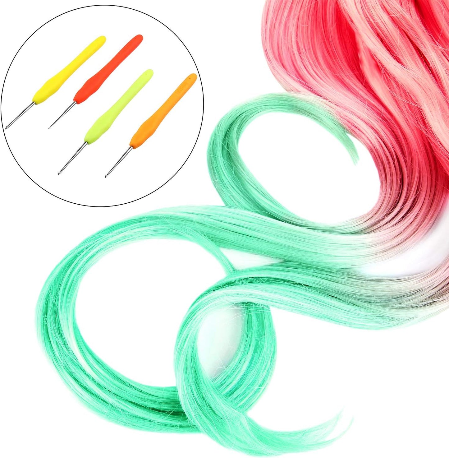 WILLBOND Hair Highlighting Needles - Precision Metal Crochet Hooks with Soft Handles | 1mm to 1.75mm, 4 Colors