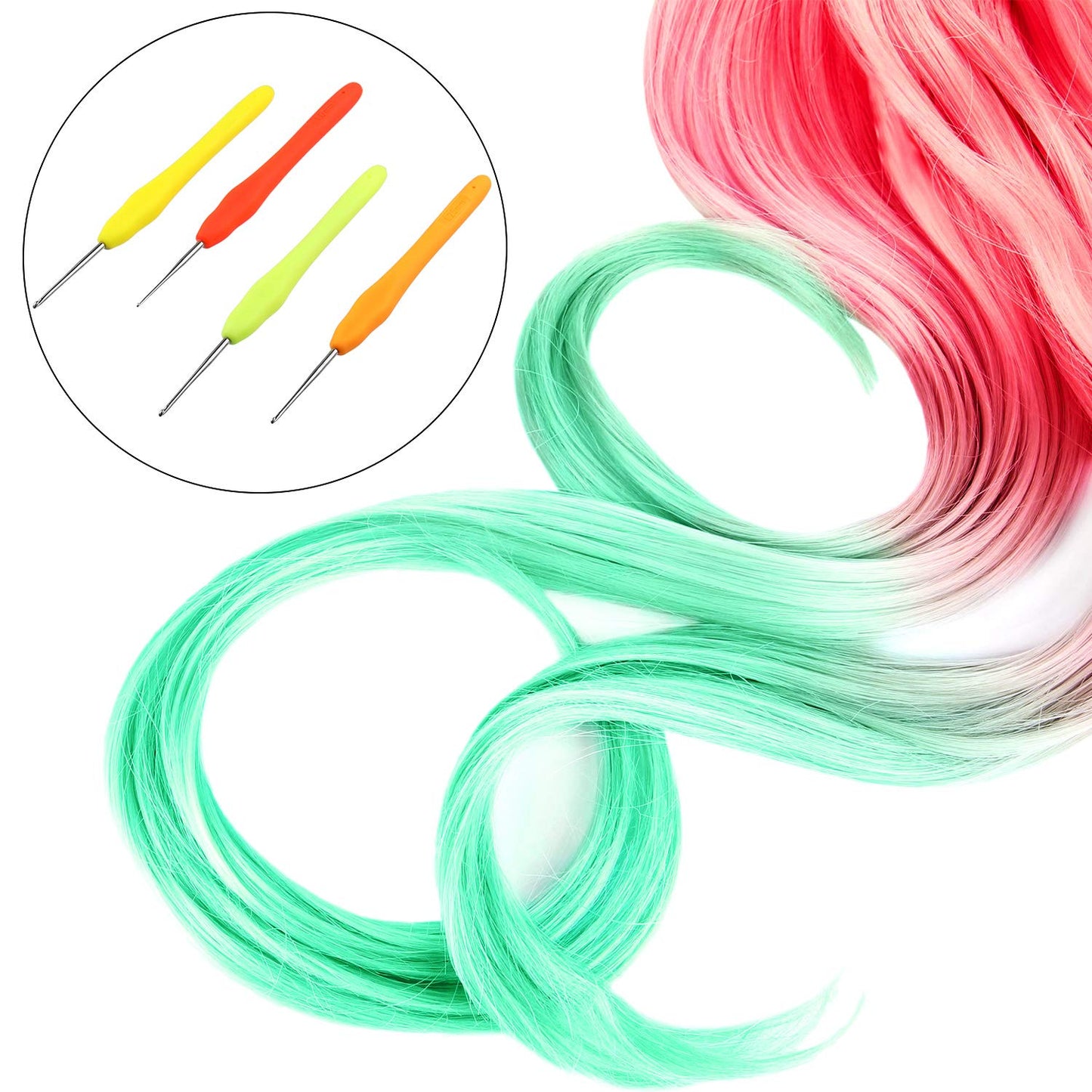 WILLBOND 4 Pieces Hair Highlighting Needles Small Crochet Hooks Precision Metal Needles Crochet Knitting Hooks with Soft Handles, 1 Mm, 1.25 Mm, 1.5 Mm, 1.75 Mm, 4 Colors