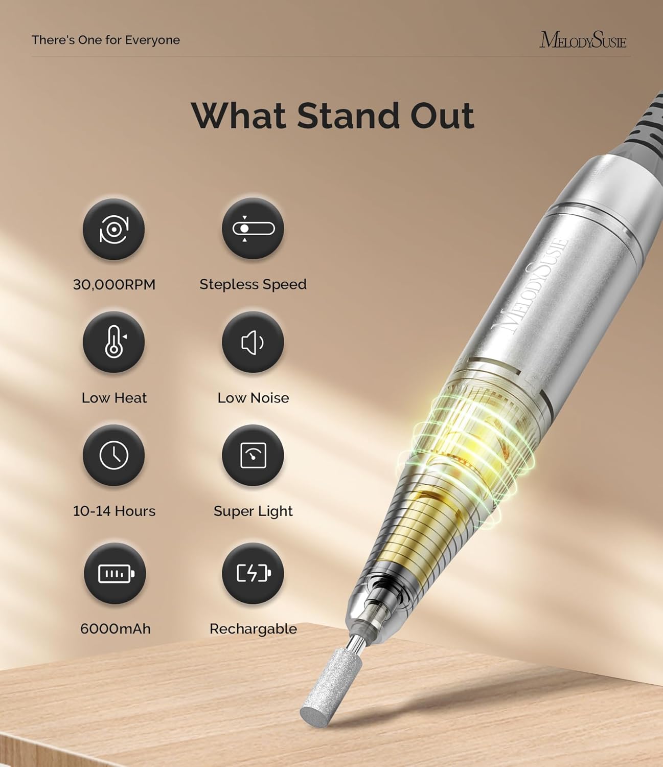 MelodySusie Rechargeable Nail Drill - 30000RPM E-File with LCD Display for Manicure & Gel Removal | Ideal for Training & Home Use