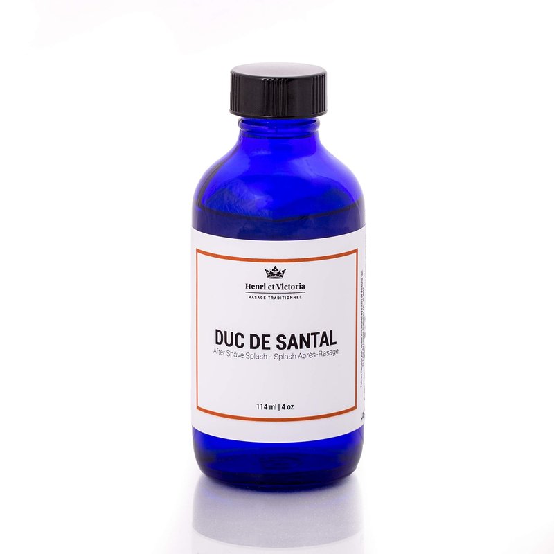 HENRI ET VICTORIA Aftershave Splash For Men l Canadian Made by A Skilled Artisan l Moisturize and Soothe the Skin 114 ml (4 oz) (Duc Santal Fragrance)
