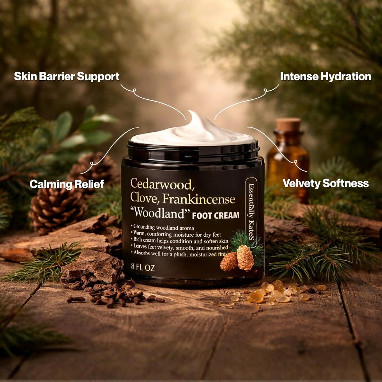Cedarwood & Clove Foot Cream with Frankincense - 8 Fl Oz | Nourishing Woodland Blend