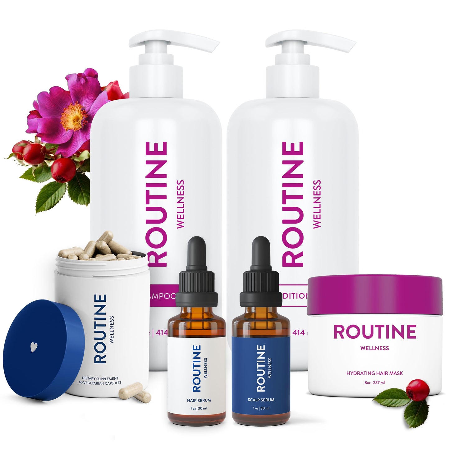 Routine Wellness Hair Growth Bundle for Thinning Hair - Rose Hips