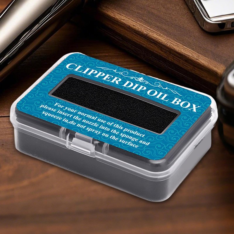 15g Hair Trimmer Oil Lubricant Sponge, Hair Clipper Blade Oil Dip Box, Portable Barber Applicator for Electric Shavers, Reduces Friction & Noise, Pro Stylist Maintenance Tool